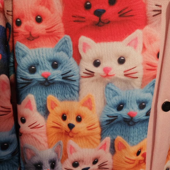๐ป Knitted Cat Print Long Cardigan with Hood ๐๐ฉท๐งก - Picture 2 of 9
